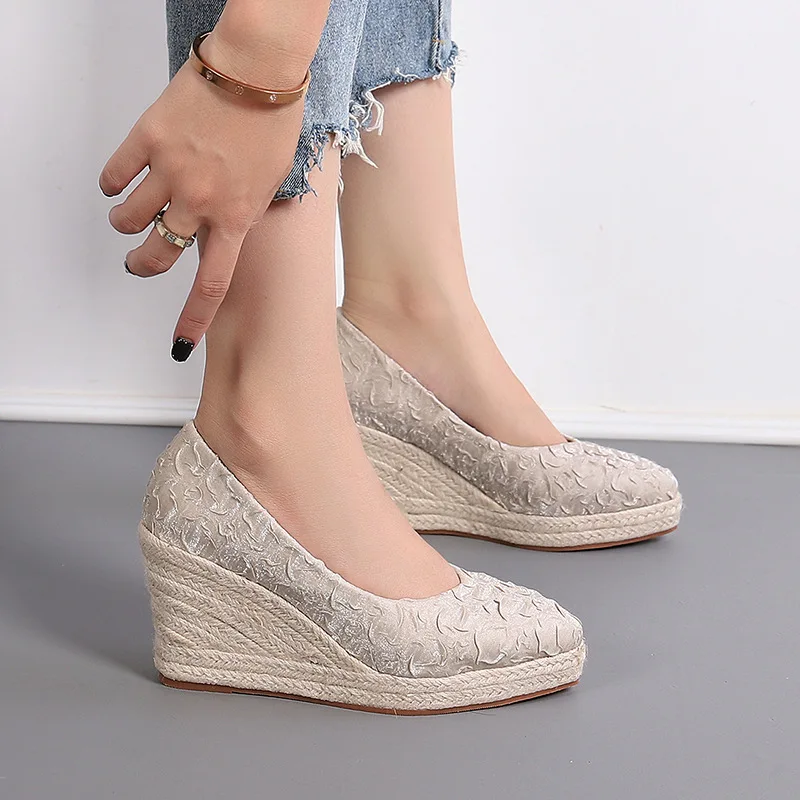 Wedge Espadrille Women - Espadrilles compensées à plateforme, talons hauts,