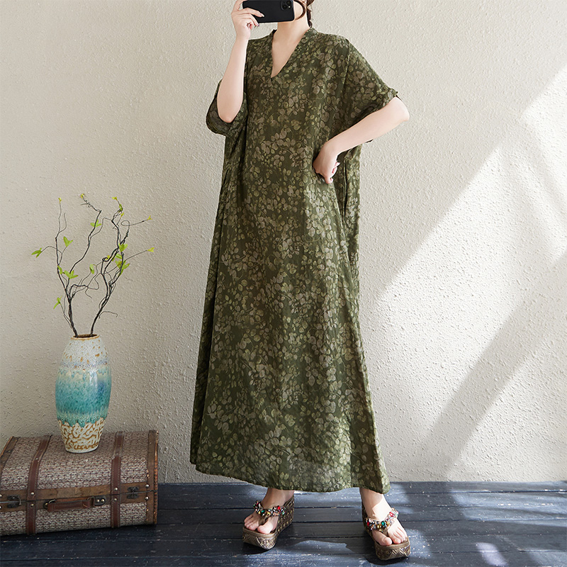 Linen Dress Wrap - Robe longue d'été en coton et
