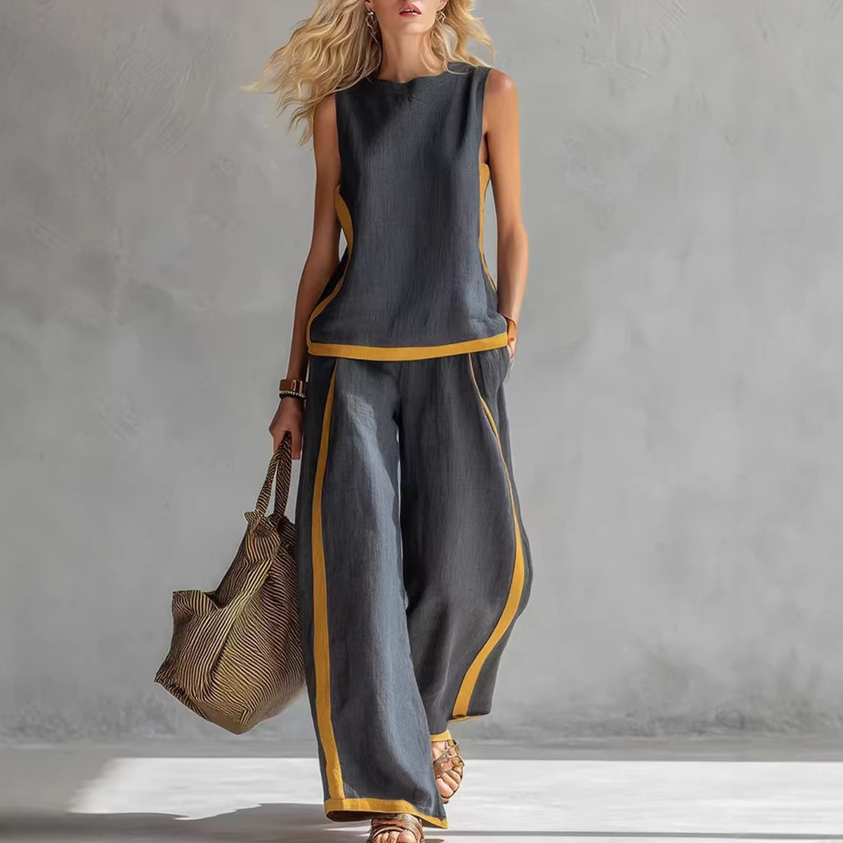 Linen Pant Wide - Ensemble 2 pièces en lin pour