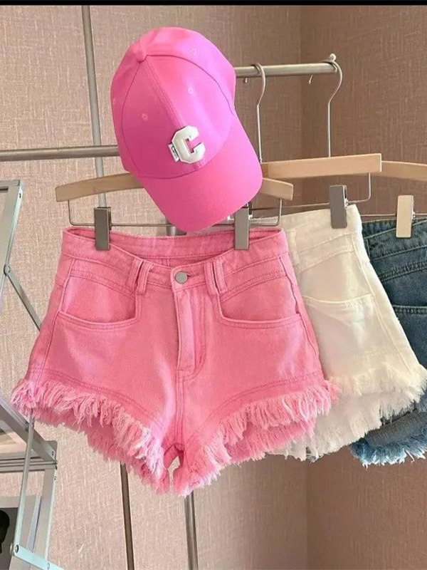 Shorts Denim Frayed - Shorts en jean décontractés style coréen