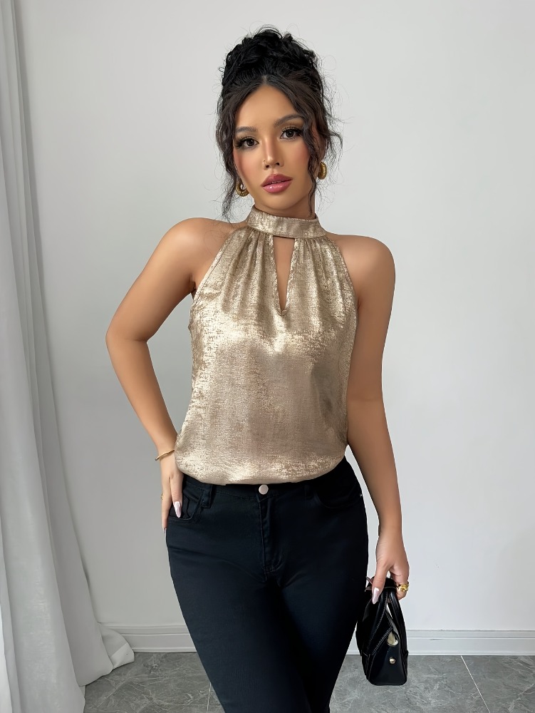 Chemisier Femme Doré Brillant  - Blouse Off Shoulder avis et prix