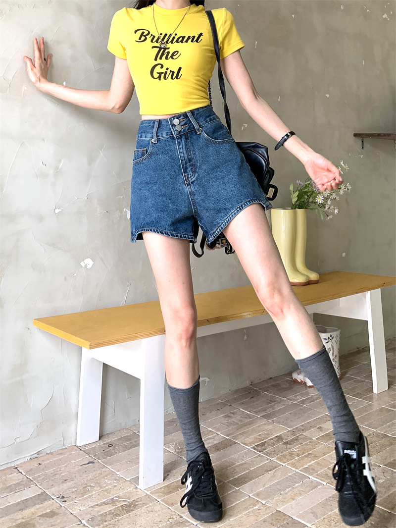 Shorts en jean bleu pour femme - Shorts Denim Frayed avis et prix